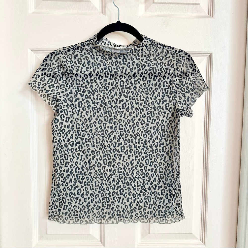 Sheer mesh animal print justice top